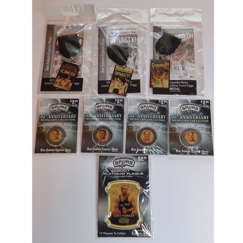 San Antonio Spurs Championship Memorabilia  8pc Set